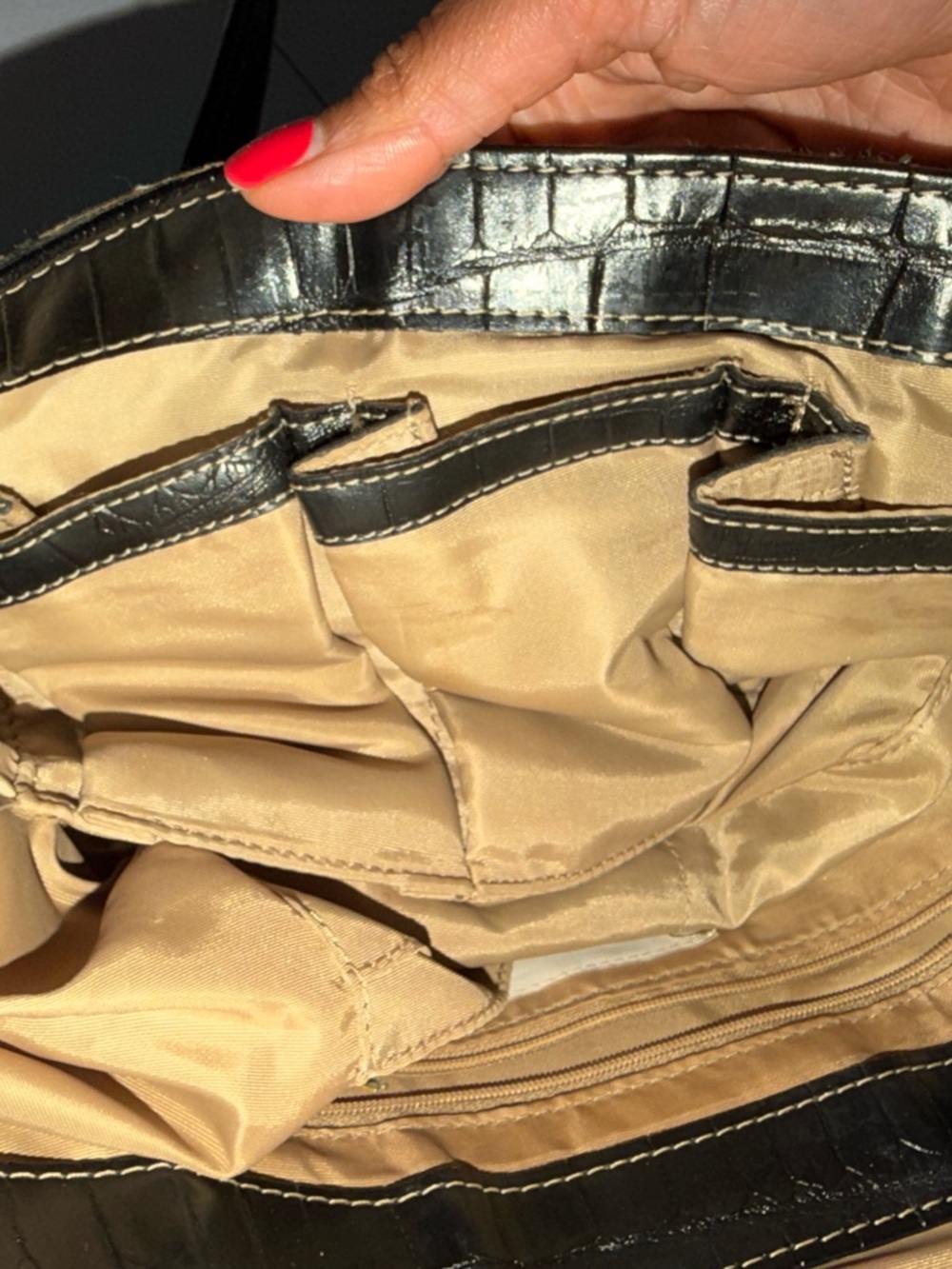 Liz Claiborne Black Croc-Embossed Shoulder Tote - Picture 16 of 16
